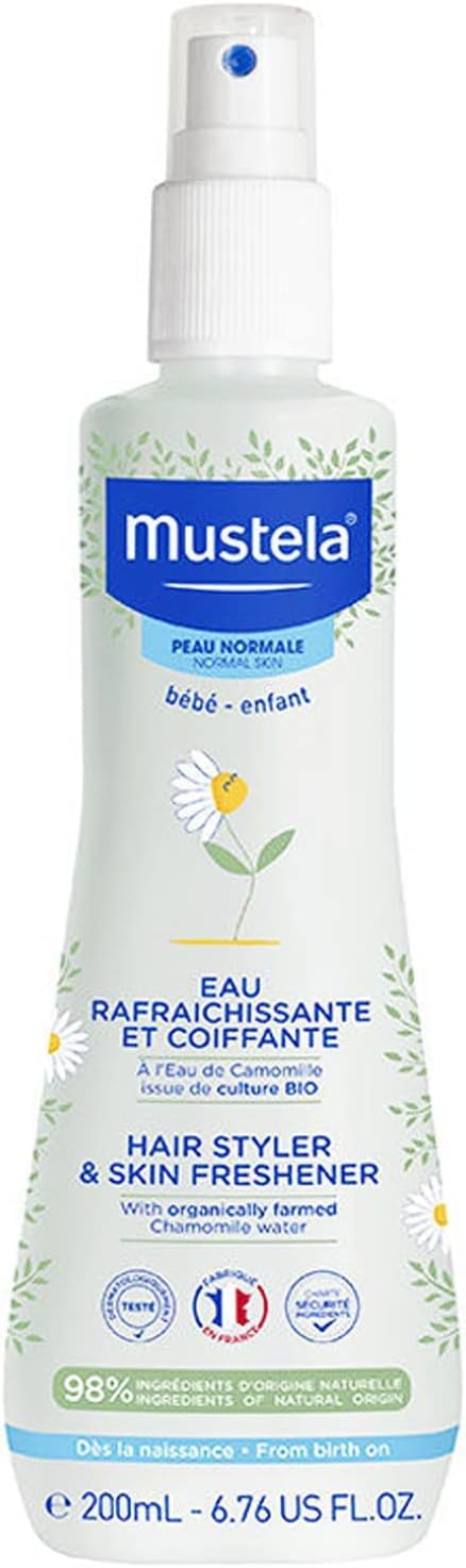 Mustela Baby Hair Styler & Skin Freshener - with Natural Avocado & Chamomile Water - Vegan & Hypoallergenic - 200ml